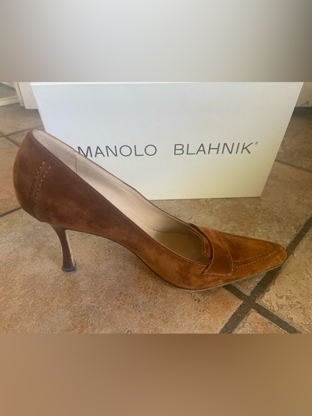 Manolo Blahnik Rust Suede Pointed-Toe Pump 39 - Good Condition
